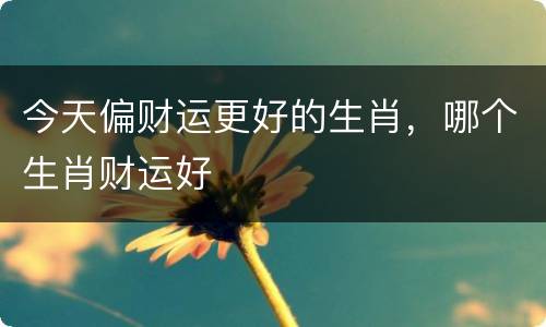 今天偏财运更好的生肖，哪个生肖财运好