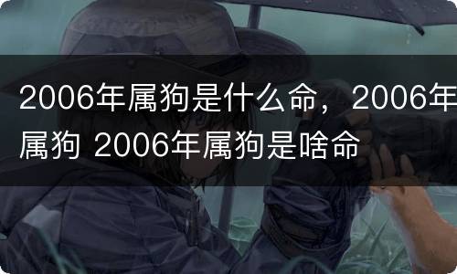 2006年属狗是什么命，2006年属狗 2006年属狗是啥命