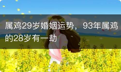 属鸡29岁婚姻运势，93年属鸡的28岁有一劫