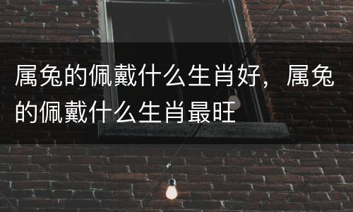 属兔的佩戴什么生肖好，属兔的佩戴什么生肖最旺