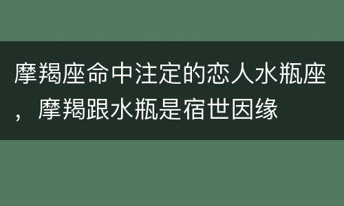 摩羯座命中注定的恋人水瓶座，摩羯跟水瓶是宿世因缘