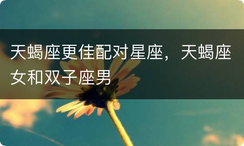 天蝎座更佳配对星座，天蝎座女和双子座男