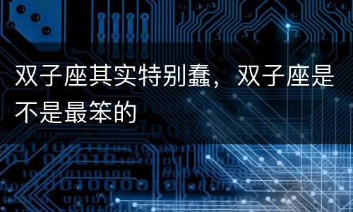 双子座其实特别蠢，双子座是不是最笨的
