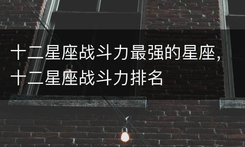 十二星座战斗力最强的星座，十二星座战斗力排名