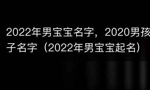 2022年男宝宝名字，2020男孩子名字（2022年男宝宝起名）