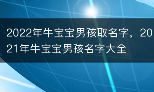 2022年牛宝宝男孩取名字，2021年牛宝宝男孩名字大全