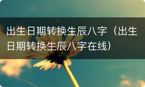 出生日期转换生辰八字（出生日期转换生辰八字在线）