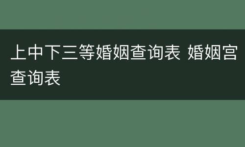 上中下三等婚姻查询表 婚姻宫查询表