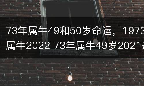 73年属牛49和50岁命运，1973属牛2022 73年属牛49岁2021劫难感情
