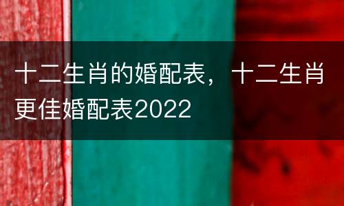 十二生肖的婚配表，十二生肖更佳婚配表2022