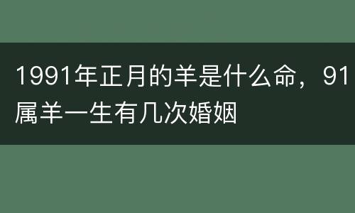 1991年正月的羊是什么命，91属羊一生有几次婚姻