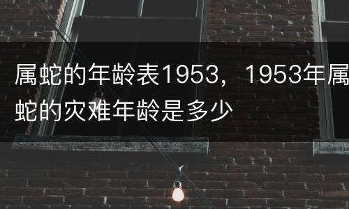属蛇的年龄表1953，1953年属蛇的灾难年龄是多少