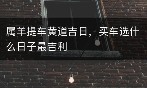 属羊提车黄道吉日，买车选什么日子最吉利