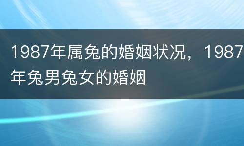 1987年属兔的婚姻状况，1987年兔男兔女的婚姻
