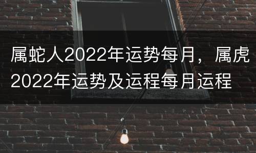 属蛇人2022年运势每月，属虎2022年运势及运程每月运程