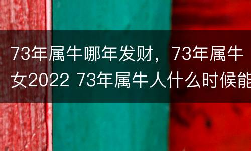 73年属牛哪年发财，73年属牛女2022 73年属牛人什么时候能发财