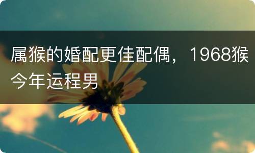 属猴的婚配更佳配偶，1968猴今年运程男