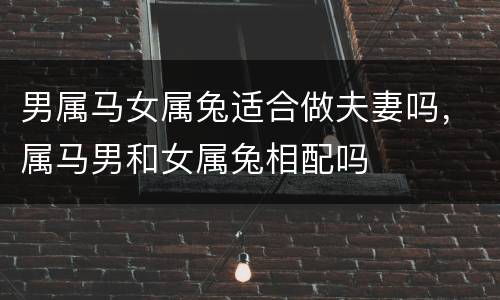男属马女属兔适合做夫妻吗，属马男和女属兔相配吗