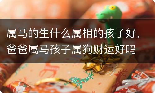 属马的生什么属相的孩子好，爸爸属马孩子属狗财运好吗
