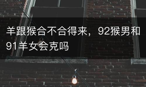 羊跟猴合不合得来，92猴男和91羊女会克吗