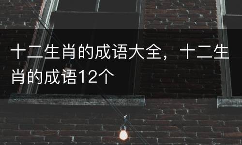十二生肖的成语大全，十二生肖的成语12个