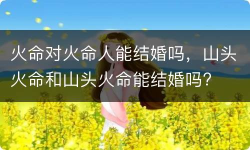 火命对火命人能结婚吗，山头火命和山头火命能结婚吗?
