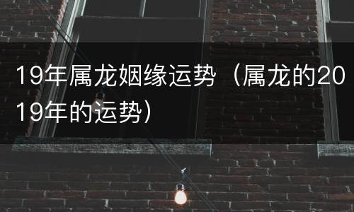 19年属龙姻缘运势（属龙的2019年的运势）