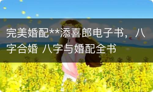 完美婚配**添喜郎电子书，八字合婚 八字与婚配全书