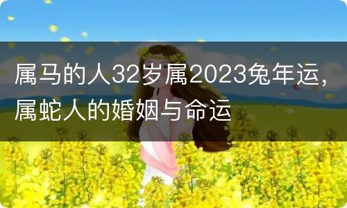 属马的人32岁属2023兔年运，属蛇人的婚姻与命运
