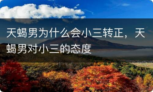 天蝎男为什么会小三转正，天蝎男对小三的态度