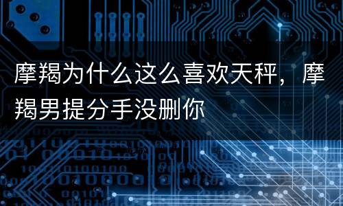 摩羯为什么这么喜欢天秤，摩羯男提分手没删你