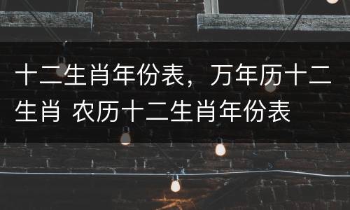 十二生肖年份表，万年历十二生肖 农历十二生肖年份表