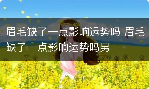 眉毛缺了一点影响运势吗 眉毛缺了一点影响运势吗男