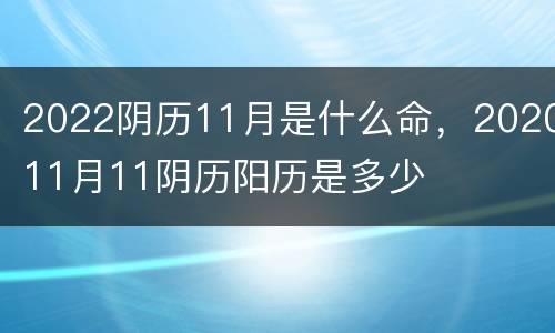 2022阴历11月是什么命，202011月11阴历阳历是多少