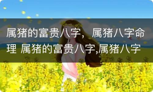 属猪的富贵八字，属猪八字命理 属猪的富贵八字,属猪八字命理如何