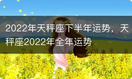 2022年天秤座下半年运势，天秤座2022年全年运势