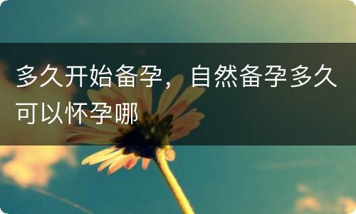 多久开始备孕，自然备孕多久可以怀孕哪