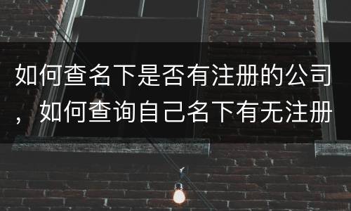 如何查名下是否有注册的公司，如何查询自己名下有无注册公司？