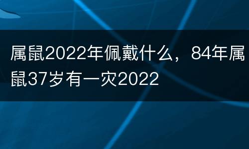 属鼠2022年佩戴什么，84年属鼠37岁有一灾2022