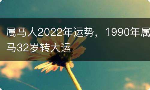 属马人2022年运势，1990年属马32岁转大运