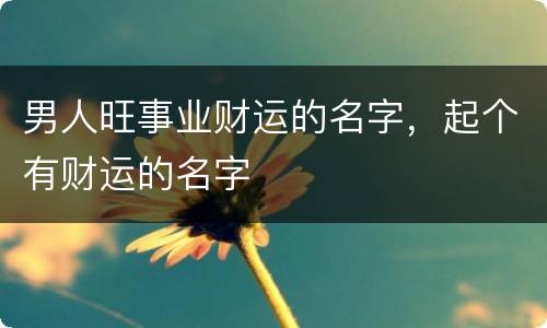 男人旺事业财运的名字，起个有财运的名字