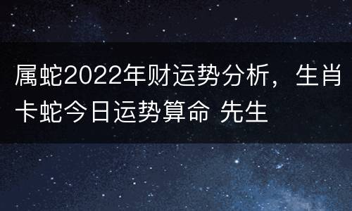 属蛇2022年财运势分析，生肖卡蛇今日运势算命 先生