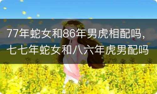 77年蛇女和86年男虎相配吗，七七年蛇女和八六年虎男配吗