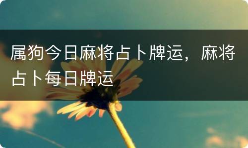 属狗今日麻将占卜牌运，麻将占卜每日牌运