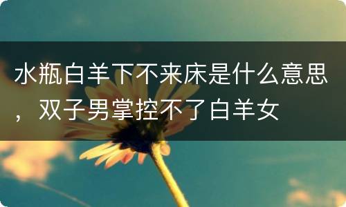 水瓶白羊下不来床是什么意思，双子男掌控不了白羊女