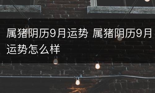 属猪阴历9月运势 属猪阴历9月运势怎么样
