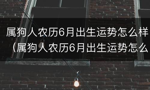 属狗人农历6月出生运势怎么样（属狗人农历6月出生运势怎么样呢）