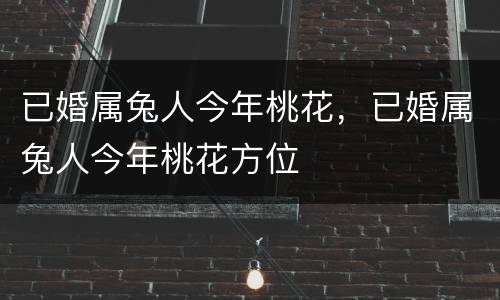 已婚属兔人今年桃花，已婚属兔人今年桃花方位