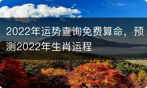 2022年运势查询免费算命，预测2022年生肖运程