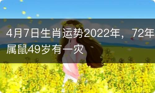 4月7日生肖运势2022年，72年属鼠49岁有一灾